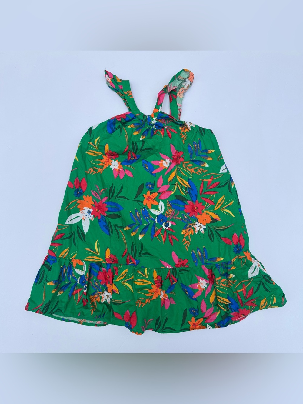 Crewcuts Tropical Print Kelly Green Dress